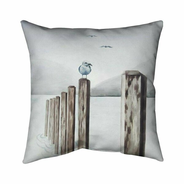 Begin Home Decor 26 x 26 in. Seagull At The Marina-Double Sided Print Indoor Pillow 5541-2626-CO137